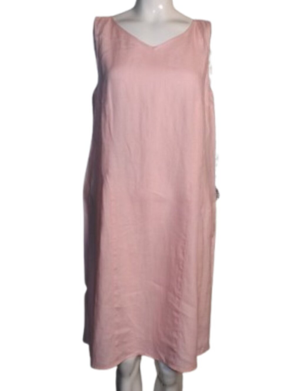 J.JILL Linen Dress, M, Pink Shift, Sleeveless, V-neck, Knee length - Picture 9 of 12